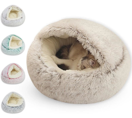 Cat Bed Pet Mattress Warm Soft Plush Pet Bed with Cover Round  Cat Dog  Sleeping Nest Cave for Small Dogs kitten